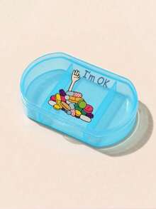 Pill Box Decorated With "I'm OK" Pattern, 3-Compartment Portable Pill Box, Mini Pill Box, Portable Jewelry Pill Box, Customizable Letter Logo As Creative Gift. This Is A Decorative Travel Pill Box, Suitable For Travel, Outdoor Activities, Can Be Placed In Bags And Pockets, Unique Design. - Multicolor - View 12