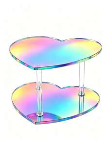 1pc Heart-Shaped Double-Layer Display Stand, Acrylic Perfume & Jewelry Storage Rack, Cosmetic Organizer, Stable And Sturdy, Suitable For Bedroom, Bathroom And Desktop Decoration Storage, Home Decor, Room Decor, Dorm Storage, Storage Tray, Desktop Decoration Storage Rack, Jewelry Display Stand - Multicolor - View 9