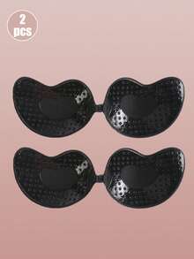2pcs Seamless Invisible Lift Bra, Women's Backless Strapless Bra, Seamless Self-Adhesive Silicone Nipple Covers, Suitable For Wedding Dresses, Skin Color And Black, Suitable For All Seasons, For Her - Multicolor - View 29