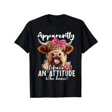 Apparently I Have An Attitude, Who Was Gonna Know Highland Cow Humor Sarcasm Gift T-Shirt For Men - 款式 - 查看 1