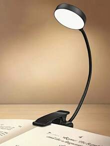 1pc/2pcs Portable LED Reading Light With Clip On Reading Light, Long Press To Adjust 3 Levels Of Brightness, Dormitory Bedside Reading Book Light - 白色 - 查看 3