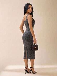 Women Denim Dresses - negro jaspeado - 查看 2