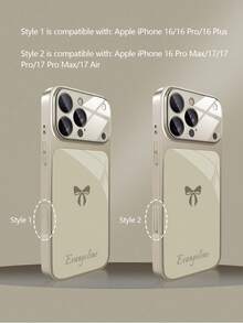 1pc Customized Name Minimalist Star Pattern Luxury Fashion Large View Tempered Glass With Lens Protection Matte Anti-Drop Phone Case Compatible With IPhone 17/17Pro/17ProMax/17Air/16/16Pro/16ProMax/16Plus/15/15Plus/15Pro/15ProMax/14/14Plus/14Pro/14ProMax/13/13Pro/13ProMax/12/11 Phone Accessories, Full Coverage High-End Protective Cover - Rose Gold - View 9