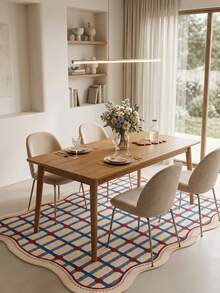 1PC American Retro Wavy Border Colorful Polka Dot Geometric Stripe - Soft Faux Cashmere Area Rug, Bathroom, Kitchen, Entryway, Hallway, Bedside, Living Room, Bedroom, All Season Machine Washable Asymmetrical Large Size Mat, Aesthetic Home Decor - Multicolor - View 5