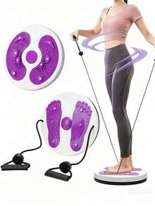 1pc Waist Twist Disc With Resistance Pull Rope, Home Waist Shaping Tool, Magnet Massage, Shaping Twist Disc, Portable Shaping Fitness Rotating Disc, Fitness Equipment - Multicolor - View 2