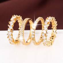 4pcs Minimalist Cubic Zirconia Rings For Women, Suitable For Daily Wear - Multicolor - View 4