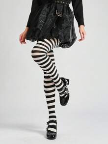 Christmas Party Cosplay Classic Colorblock Pinstripe Tights Women's Elastic Skinny Leggings Stage Performance Stockings - Multicolor - View 9