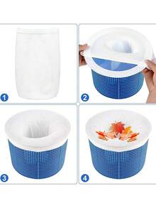 40/20/10/2 Pack Elastic Pool Skimmer Filter Socks, Heavy Duty Fine Nylon Mesh Swimming Pool Filter Bags, Reusable Debris Collection Bags, Suitable For Inground, Above Ground Pools, Hot Tubs And Pool Vacuums, Practical Pool Cleaning Maintenance Accessories - Multicolor - View 4