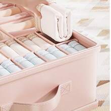 Pink Divided Underwear Storage Box, Foldable Closet Clothing Organizer, 3-In-1 Underwear Storage Bin, Suitable For Closet Underwear, Socks, Ties, Scarves, Drawer Storage, Bedroom Closet Storage, Home And Back To School Essential Accessory - View 4