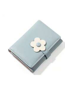 Flower Short Coin Wallet, Simple Black And White Contrasting Color Three Fold Wallet, Compact And Portable Multi Slot Coin Wallet, Cute Storage Wallet - Multicolor - View 14