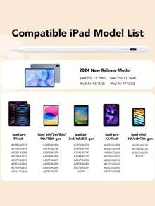 Nuevo lápiz óptico compatible con iPad, con rechazo de palma, carga rápida, alta sensibilidad, preciso sin retraso, fijación magnética, compatible con modelos de iPad lanzados entre 2018-2026. Compatible con iPad 10ª/9ª/8ª/7ª/6ª generación, compatible con iPad Pro 11 pulgadas/12.9 pulgadas. Herramienta de oficina, estudio, dibujo, dispositivo de entretenimiento. - Multicolor - Ver 8