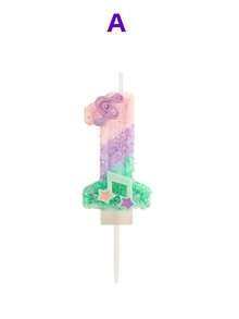 Music Symbol Pink, Green And Purple Multicolor Shiny Sequin, Musical Note Shaped Number Candles, Anniversary Candles, Souvenirs, Birthday, Holiday, Halloween, Party, Party Favors, Games, Party Candle Decorations And Supplies - Multicolor - View 2