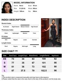 NEW IDEA Women's Elegant Fashion Black Summer Early Fall Two Pieces Set, Halter Top &High Waist Flare Pants For Daily Commute, Date, Night Out & Party - Black - View 3