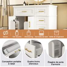 White Lacquered Bathroom Vanity Unit - Double Door Shelf - 90 X 46 X 87 Cm - 白色 - 查看 5