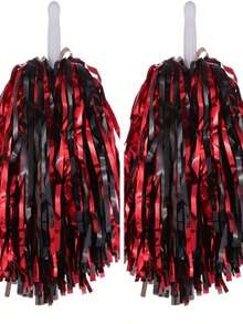 Aluminum Foil Long Ribbon Cheerleading Pom Poms, PE Material Waterproof 20g Ribbon Handle Stick, Reusable Handle Pom Poms, Suitable For Cheerleading Support Pom Poms, Dance Team Performance Props, Outdoor Square Dance Pom Poms And Fan Cheering Props Set - Multicolor - View 8