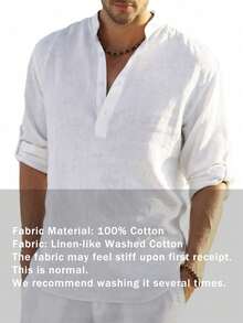 Kemeja Pria Tombol Plain Casual - Putih - View 5
