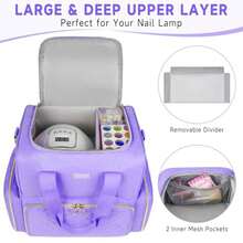 Nail Polish Organizer Holds 80+ Bottles, Nail Polish Carrying Case With 2 Removable Bags, Nail Organizers And Storage For Nail Tech, Portable Nail Supplies Holder, Mother Day Gift For Women Grils - Purple - View 5