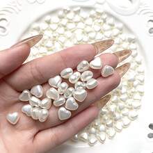 200 buah manik-manik lepas berbentuk hati berwarna putih krem ukuran 9 x 8 mm, dengan efek mutiara, cocok untuk pembuatan perhiasan, gelang, dan manik-manik pemisah. - MultiWarna - View 10