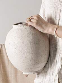 Large White Vase - 5.7 Inch Rustic Style Vase, Suitable For Home Decor, Minimalist Tall Vase, Can Be Used For Living Room, Dining Table, Bathroom, Holiday And Wedding (Sandstone White) - A - View 1
