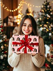 Personalised Funny Face Photo Wrapping Paper, Customised Face Gift Wrap, Multiple Colors, Birthday Wrapping Paper, Anniversary, Your Photo Wrapping Roll - Multicolor - View 5