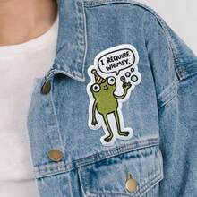 RHUAGYP 1 buah Patch Bordir Katak Lucu Meniup Gelembung, Lencana Slogan Menarik, Stiker Kain Hewan yang Menggemaskan, Cocok untuk Jaket, Ransel, Tas Jinjing, Topi dan Dekorasi DIY Pakaian - Beraneka warna - View 5