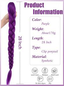 Hasbro 1tao 28 Inch Long Purple Braided Ponytail Wig, Clip-In Ponytail Extension, Easy To Wear, Ponytail Style, Suitable For Cosplay Costumes - Upgraded Version - View 9