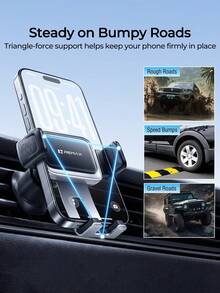 REMAX Stable & Anti-Shake Car Vent Phone Holder, Mechanical Memory Grip, One-Hand Use, Fits 4-7.2",Car Accessories, Car Essentials, Car Stuff - Black - View 3