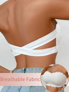 1pc Strapless Casual Comfortable Women's Bra, Wireless Soft Comfortable Bandeau Bra - White - View 2