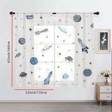 2pcs/Set Yellow & Blue Starry Sky Sci-Fi Sheer Curtains, With Rod Pocket Design To Protect Privacy, Suitable For Bedroom, Living Room, Kitchen And Balcony Window Decor - Multicolor - View 11
