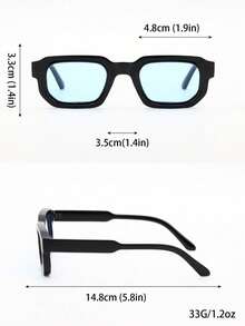 2pcs Vintage Decorative Glasses Set, Double Bridge Glasses + Small Square Black Frame, Light Blue Lenses, Unisex Daily Party Outfit Accessory - Multicolor - View 5