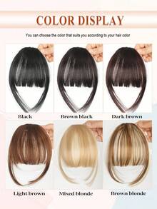 Women's Clip-In French Bangs Hair Piece, No Sideburns, Synthetic Hair, Natural Style, Heat-Resistant Fiber, Lightweight Invisible Clip-In Hair Accessory - Multicolor - View 6
