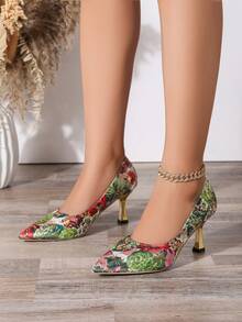 New Women's Pointed Toe Slip-On High Heels, Comfortable For Beach, Vacation, Party, Office, Holiday, Daily Wear, All Season - Multicolor - View 4