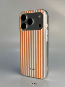 GIIPPA 1件 橘色條紋圖案設計手機殼，適用於 Phone 17 Pro Max，相容於 Phone 16 Pro Max、15 Pro Max、14 Pro Max，韓系高端時尚趣味手機殼，相容於 11/12/13/14/15/16 Pro Max Plus，優雅設計男女皆宜，適合送給女友的聖誕節、情人節、復活節、婚禮季和生日完美禮物！ - 橘色 - 查看 3