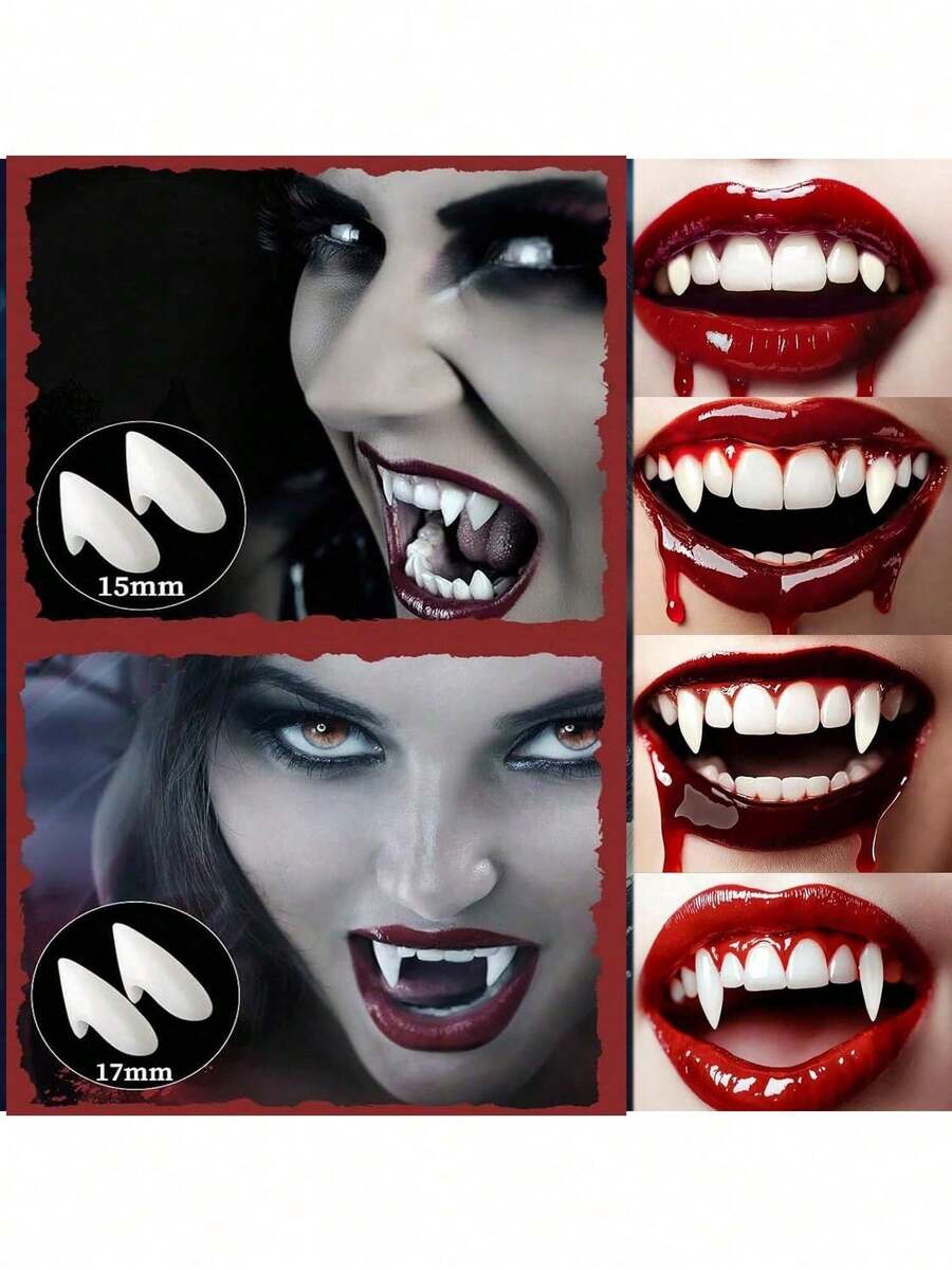 Vampire Fangs - Realistic Halloween Vampire Fangs And False Teeth, Suitable For Cosplay Costumes (Men And Women) - Perfect Choice For Halloween Parties - Multicolor - View 1