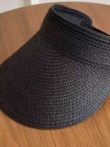 1pc Raffia Straw Sun Hat, Tea Color - Multicolor - View 9