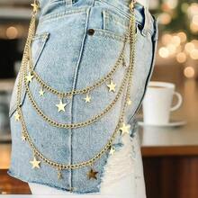 1pc Unisex Punk Style Fashion Waist Chain Cool Double Layer Pants Chain Personalized Metal Double Layer Chain Skirt Hip Hop Accessory Pants Chain - Multicolor - View 6