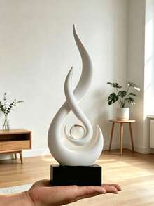 1pc Flame Statue Ornament, 11.8 Inch Abstract Resin Sculpture, Suitable As Modern Home Decor, Minimalist Artwork, Bookshelf, Coffee Table Or Dining Table Centerpiece. 4 Colors Available (No Electricity Required) - Classic Style - View 8