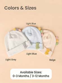 1pc Baby Dinosaur Shaped Soft Warm Knitted Beanie Hat, Full Moon/100 Days Photo Prop, All Seasons - 1PC - View 3