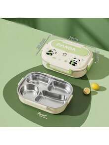 304 Stainless Steel Divided Lunch Box, Cute Capybara Design, 3 Compartments Large Capacity Leak-Proof, Microwave/Dishwasher , Suitable For School, Work, Office, Picnic, Camping, College Dorm, Back To School Essential, Japanese Cute Style - Multicolor - View 4