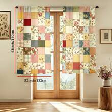 2pcs Floral Patchwork Pattern Digital 2D Printed Curtains, 100% Polyester Machine Washable Decorative Curtains, Suitable For Bedroom, Living Room, Kitchen, Balcony, Apartment, Hotel, B&B Exclusive Modern Artist Home Decor (Rod Not Included), Living Room Curtains, Privacy Window Design, Durable Fabric, Autumn, Thanksgiving Decoration, Perfect Holiday Gift For Family And Friends, All Season Applicable, 2D Flat Print, 90gsm - Multicolor - View 10