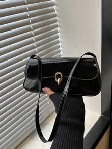 New Fashion Casual Metal Hardware Hot-Selling Coin Purse Shopping Bag For Women, Solid Color PU Leather - Black - View 8