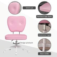Silla de oficina sin reposabrazos, silla de escritorio, altura regulable, giro de 360°, 46 x 59 x 82-92 cm, rosa - Multicolor - Ver 8