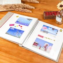 1pc Self-Adhesive Photo Album 3x5 4x6 5x7 8x10 Scrapbook 40 Blank Pages Linen Cover DIY Photo Album With Metal Pen - Linen Photo Album With Window - View 7