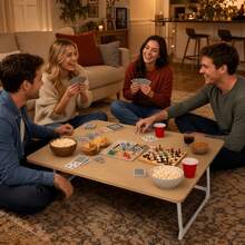 Heavy Duty Folding Game & Activity Table, Portable Indoor Outdoor Table, No Assembly, Large Top For Puzzles Board Games, Reinforced Frame For Game Room BBQ Holiday Party Picnic Dining Adult Game Night - Khaki - Multi-functional Folding Table - View 10