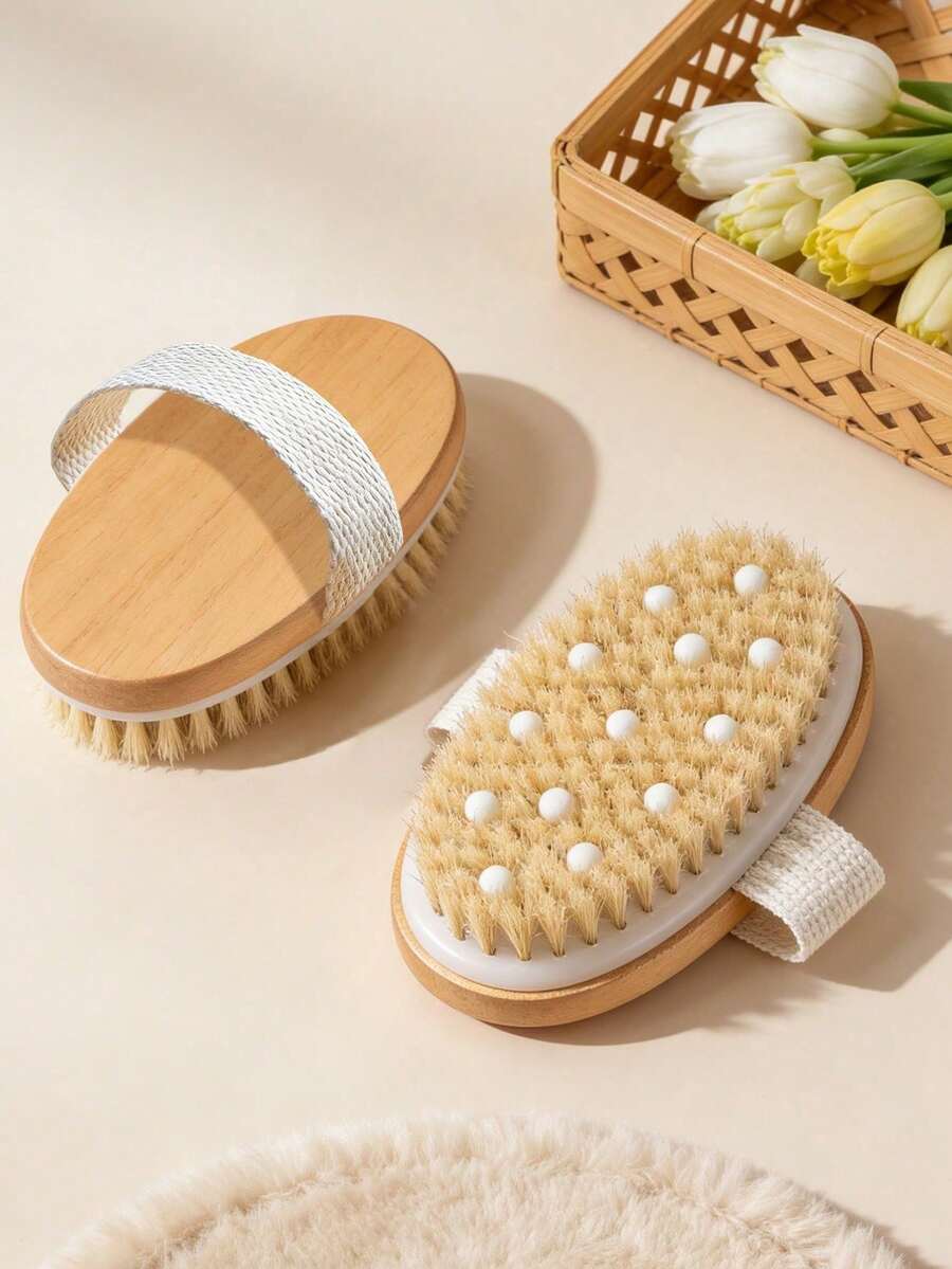 1pc Soft Bristle Body Brush With Massage Nubs, Exfoliating Body Brush For Dry Skin - Multicolor - View 1