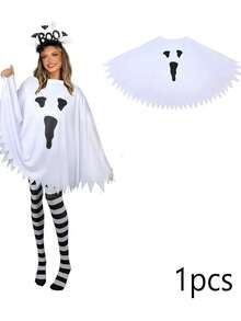 1 Piece Adult White Ghost Cape, Suitable For Various Festival Makeup Party Costume Props And Outfits - White - View 9