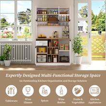 105*45*185 Cm,Weißer Moderner Küchenschrank,Buffet,Sideboard,Hochglanztüren,Metallgriffe,Verstellbare Regale,Schubladen,Offener Stauraum,Kippschutz,Geeignet Für Küche,Esszimmer Und Wohnzimmer - White - View 6