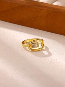 3Pcs/Set Fashion Cubic Zirconia Round Ring For Women Gold Color Geometric Open Ring Wedding Party Jewelry Gift - Multicolor - View 6