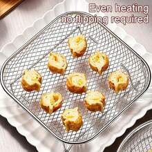 Air Fryer Rack Stainless Steel Stackable Grill Food Dehydrator Basket Air Fryer Accessory Cook Several Food  Mesh Basket - Square - View 5