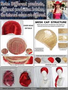 Bright Red Long Single‑Braid Synthetic Cosplay Wig For Women, Yellow Bow Hair Accessory Optional, Smooth Straight Braided Wig For Halloween Party Stage Fancy Dress & Anime Conventions - Multicolor - View 9